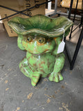 Outdoor Patio Garden Backyard Porcelain Frog Sculpture Bird Bath