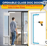 75 7/8”–81” Large Dog Door for Sliding Glass Patio Door Adjustable Insert with Lock