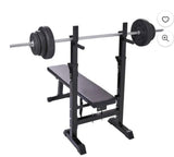 Adjustable Folding Workout Bench with Squat Rack Multifunction Full Body Home Gym Station