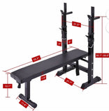 Adjustable Folding Workout Bench with Squat Rack Multifunction Full Body Home Gym Station