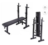 Adjustable Folding Workout Bench with Squat Rack Multifunction Full Body Home Gym Station