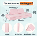 66” Modular Kids Foam Play Couch Convertible Sofa with Washable Covers & Triangle Pillows