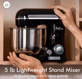 FAB-3.5 QT 300W Stand Mixer with Stainless Steel Bowl, 10 Speeds & 3 Attachments – Black