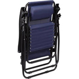 Blue Zero Gravity Chair, Metal Outdoor Lawn Chair with Pillow & Cup Holder Tray