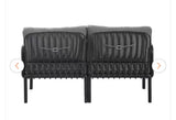 59” 2-Piece Outdoor Patio Loveseat Set with Dark Gray Cushions & 27.5” Coffee Table