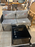 59” 2-Piece Outdoor Patio Loveseat Set with Dark Gray Cushions & 27.5” Coffee Table