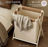 21.9” Foldable X-Frame Laundry Hamper with Waterproof Basket & Faux Leather Handles