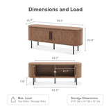 59” Modern Walnut Tambour TV Stand Media Console with Sliding Doors &amp storage, Mopio