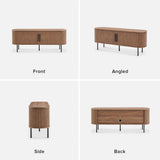59” Modern Walnut Tambour TV Stand Media Console with Sliding Doors &amp storage, Mopio