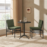 Set of 2 – 31.9” Olive Green Velvet Dining Chairs with Black Metal Frames - Mopio