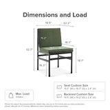Set of 2 – 31.9” Olive Green Velvet Dining Chairs with Black Metal Frames - Mopio