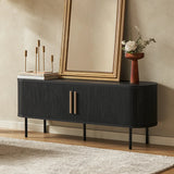Mopio - 59.1” Black Tambour TV Stand with Sliding Doors, Storage & Cable Management