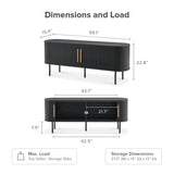 Mopio - 59.1” Black Tambour TV Stand with Sliding Doors, Storage & Cable Management