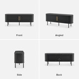 Mopio - 59.1” Black Tambour TV Stand with Sliding Doors, Storage & Cable Management