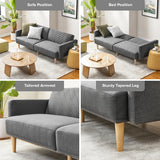 76.8” Dark Gray Futon Sofa Bed with Adjustable Split Back & Mid-Century Tufted Design