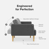 76.8” Dark Gray Futon Sofa Bed with Adjustable Split Back & Mid-Century Tufted Design