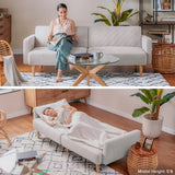 76.8” Dark Gray Futon Sofa Bed with Adjustable Split Back & Mid-Century Tufted Design