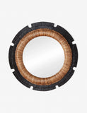 Black and Natural Woven Eloy Round Mirror