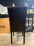 Set of 2 – 36.5” Brown Faux Leather Dining Chairs with High Back & Black Wood Legs