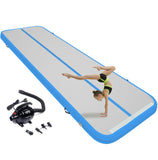 Blue 20ft Inflatable Air Gymnastics Mat – 4.3ft Wide, 4" Thick, Pump Included
