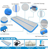 Blue 20ft Inflatable Air Gymnastics Mat – 4.3ft Wide, 4" Thick, Pump Included