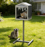 55” Outdoor Cat Feeding Station & Feral Cat Shelter with Climbing Tower, Rain Cover – Gray