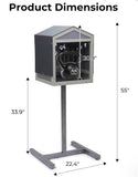 55” Outdoor Cat Feeding Station & Feral Cat Shelter with Climbing Tower, Rain Cover – Gray