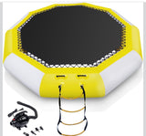 12ft Inflatable Water Bouncer – Floating Trampoline w/ Pump & Rope Ladder