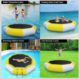 12ft Inflatable Water Bouncer – Floating Trampoline w/ Pump & Rope Ladder