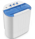 14.5 LB Portable Twin Tub Washing Machine Compact Washer & Spin Dryer Combo – White/Blue