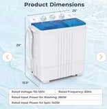 21 LB Portable Twin Tub Washing Machine Compact Washer & Spin Dryer Combo – White/Blue