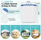 14.5 LB Portable Twin Tub Washing Machine Compact Washer & Spin Dryer Combo – White/Blue