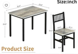 35.4” 3-Piece Small Dining Table Set for 2 with 2 Chairs – Gray & Black