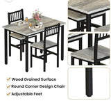 35.4” 3-Piece Small Dining Table Set for 2 with 2 Chairs – Gray & Black