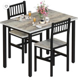 35.4” 3-Piece Small Dining Table Set for 2 with 2 Chairs – Gray & Black