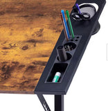 40.2” Adjustable Drafting Art Table with Tool Storage & Rolling Wheels – Rustic Brown