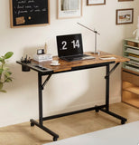 40.2” Adjustable Drafting Art Table with Tool Storage & Rolling Wheels – Rustic Brown