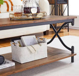39.37” Rustic Brown Coffee Table with Storage Shelf & Black Metal Frame – Industrial Style