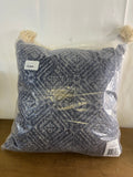 Loloi Blue 22"x22" Embroidered Pillow With Tassels