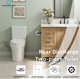 30.75” Two-Piece Rear Discharge Toilet with Chair Height Seat & Powerful Flush – White