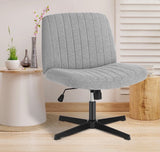 Grey Criss Cross Armless Adjustable Swivel Desk Chair with Pedestal Base