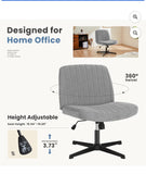 Grey Criss Cross Armless Adjustable Swivel Desk Chair with Pedestal Base