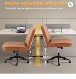 Brown Criss Cross PU Leather Office Chair with Wheels, Adjustable Swivel Seat
