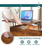Lift Top Coffee Table with Hidden Storage and Shelf, Rustic Brown