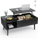 Lift Top Coffee Table with Hidden Storage and Shelf, Rustic Brown