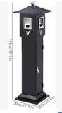 40.9” Outdoor Cigarette Ashtray Stand with Locking Waste Bin – Black Metal Smokers Station -Minor Dent