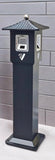40.9” Outdoor Cigarette Ashtray Stand with Locking Waste Bin – Black Metal Smokers Station -Minor Dent