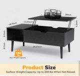 Lift Top Coffee Table with Hidden Storage and Shelf, Rustic Brown