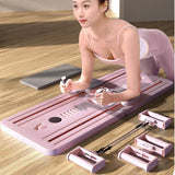 41.7” Foldable Pilates Reformer Board with Resistance Ropes & Digital Counter – Pink
