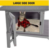 43.5” Elevated Outdoor Cat House & Small Animal Shelter with Waterproof Roof – Gray